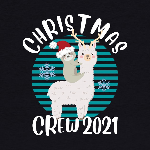 Cute Matching Christmas Crew Sloth and Alpaca Christmas 2021 by PowderShot